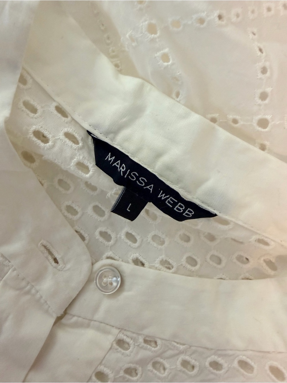 Marissa Webb Sleeveless Eyelet Shirt Dress – White / Size Large - Picture 4 of 7